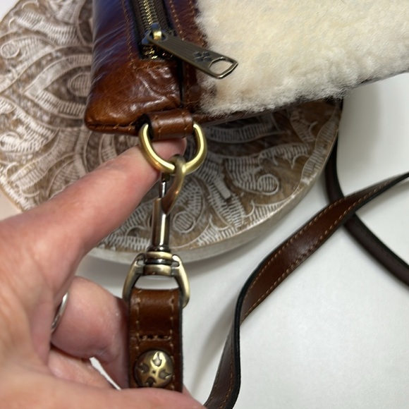 PATRICIA NASH WOMENS BROWN LEATHER WHITE SHERPA  TINCHI BELT BAG NEW WITH TAGS - Picture 8 of 11